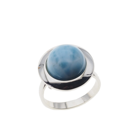 Pierścionek regulowany z okrągłym Larimarem w srebrze