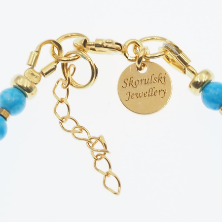 Bransoletka regulowana - Turkus, Howlit, Hematyt i srebro złocone