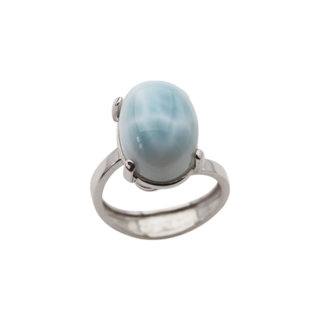 Pierścionek regulowany - owalny Larimar w srebrze rodowanym
