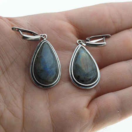 Kolczyki z Labradorytem w srebrze oksydowanym