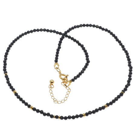 Naszyjnik regulowany - Turmalin czarny fasetowane kulki i srebro złocone