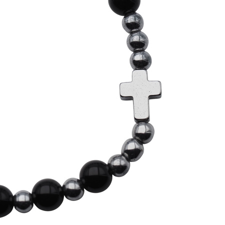 Bransoletka różaniec na gumce - Onyks. Jaspis Cesarski i Hematyt