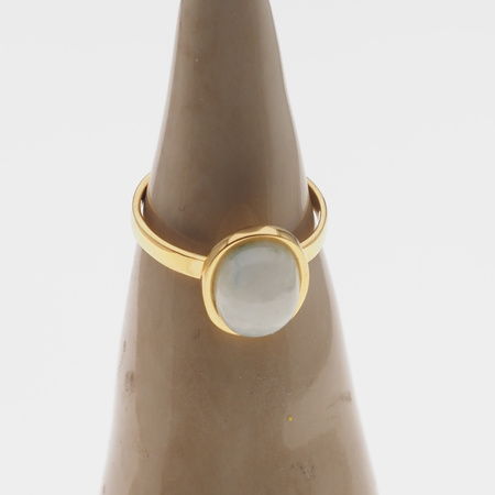 Pierścionek regulowany - Kamień Księżycowy owal i srebro złocone