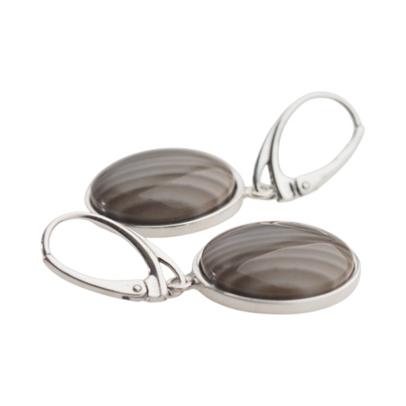 Srebrne kolczyki z Krzemieniem Pasiastym – bigiel angielski, srebro 925