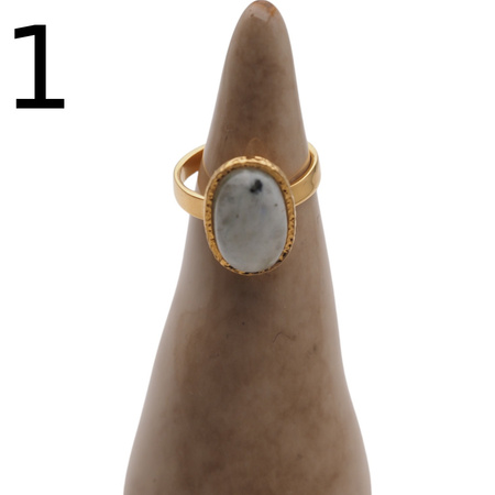 Pierścionek regulowany - Kamień Księżycowy owal i srebro złocone