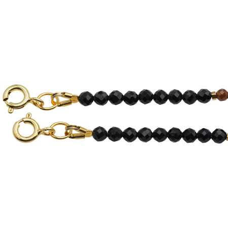 Naszyjnik - Turmalin czarny, Bursztyn, Hematyt złoty i srebro złocone