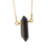 Naszyjnik - Obsydian złoty sopel na łańcuszku srebrnym złoconym