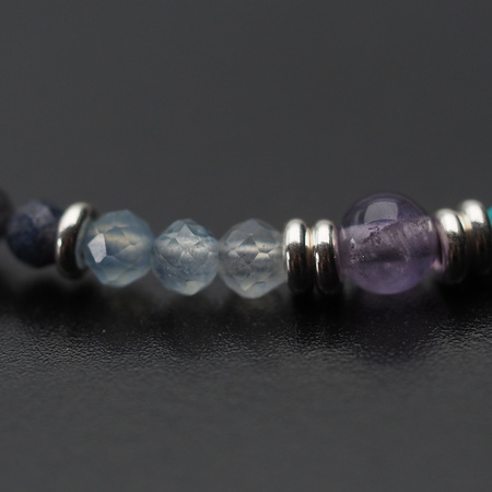 Bransoletka znak zodiaku ryby - mix kamieni i srebro