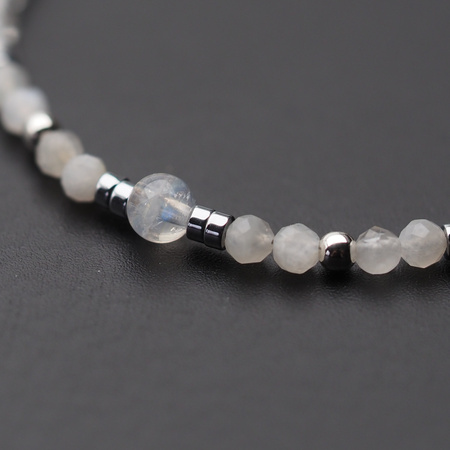 Bransoletka - Kamień Księżycowy, Kryształ Górski i srebro