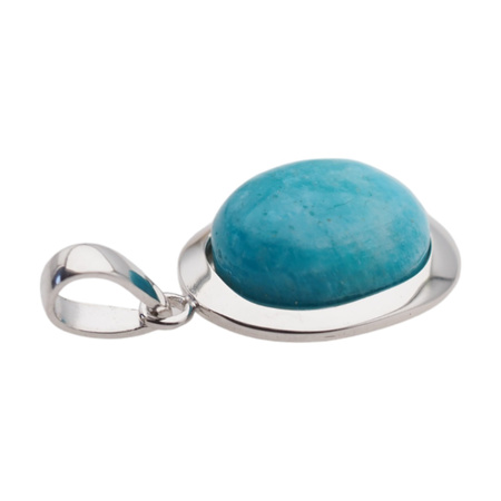 Zawieszka - Amazonit owalny 15x12mm w srebrze rodowanym