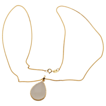 Naszyjnik - Zawieszka z Kamieniem Księżycowym w srebrze złoconym na łacuszku