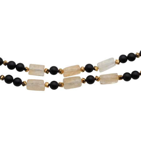 Bransoletka z Cytrynem, Onykiem i złotym Hematytem – srebro pozłacane