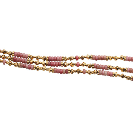 Naszyjnik - Rodonit, Hematyt złoty i srebro złocone