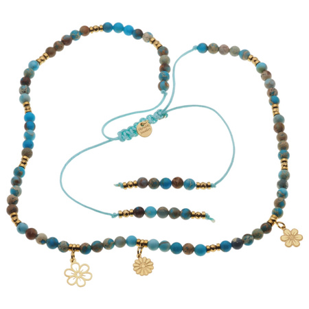 Naszyjnik regulowany- Jaspis cesarski niebieski i srebro złocone