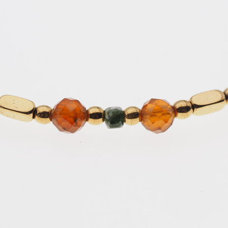 Bransoletka mix - Malachit, Granat brązowy, Hematyt i srebro złocone