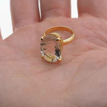 Pierścionek - Kryształ Górski owal (szlif diamentowy) w srebrze