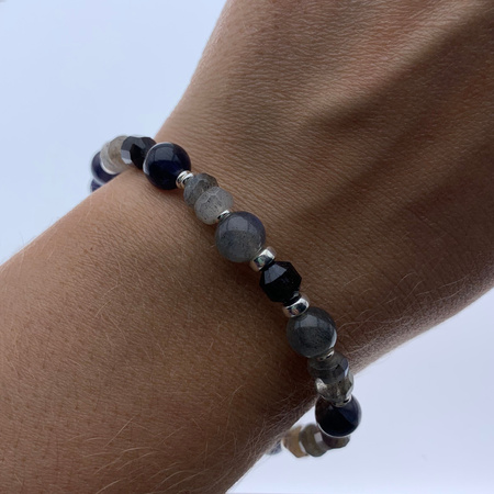 Bransoletka - Labradory, Iolit i srebro