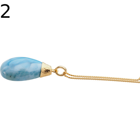 Naszyjnik z zawieszką - Larimar i srebro złocone