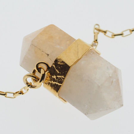 Naszyjnik - Cytryn sopel w okuciu na łańcuszku złoconym