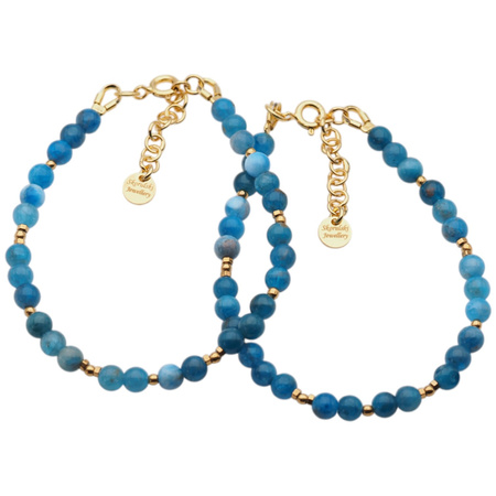 Bransoletka - Apatyt kulki, hematyt i srebro złocone