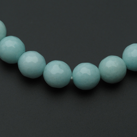 Bransoletka 18 cm - Jadeit miętowy kulki i srebrna zawieszka słońce