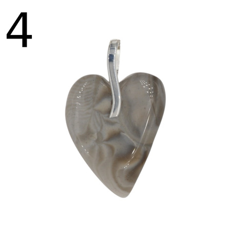 Zawieszka serce - Krzemień Pasiasty i srebro