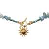 Naszyjnik z zawieszką - Larimar sieczka, słońce i srebro złocone
