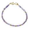 Bransoletka regulowana - Ametyst fasetowane kulki, oponki i srebro złocone