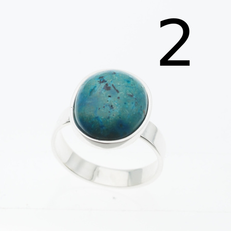 Pierścionek regulowany - Chryzokola owalna w srebrze