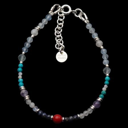 Bransoletka znak zodiaku ryby - mix kamieni i srebro