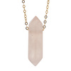 Naszyjnik - Kwarc Różowy sopel na łańcuszku srebrnym złoconym