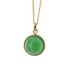 Naszyjnik srebrny złocony - Agat zielony okrągły na łańcuszku