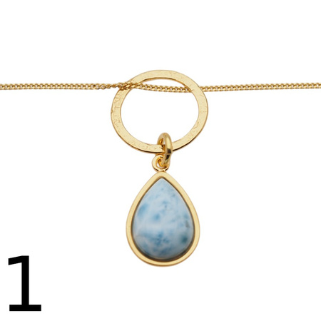 Naszyjnik z zawieszką - Larimar i srebro złocone