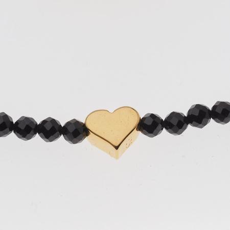 Naszyjnik z sercem - Spinel fasetowane kulki i srebro złocone