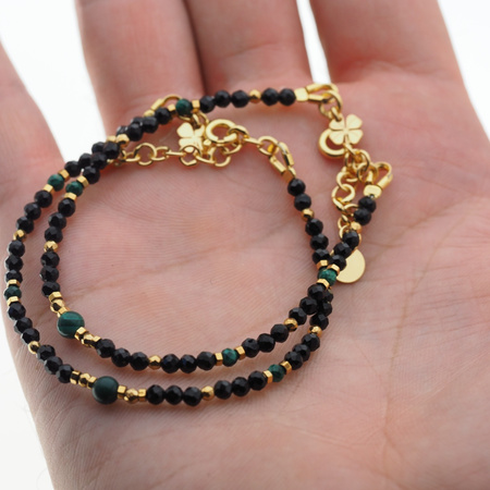 Bransoletka znak zodiaku byk - mix kamieni i srebro złocone