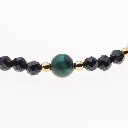 Naszyjnik mix - Turmalin, cytryn, kwarc różowy i srebro złocone