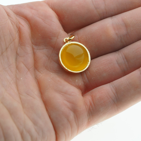 Zawieszka - Agat żółty okrągły i srebro złocone