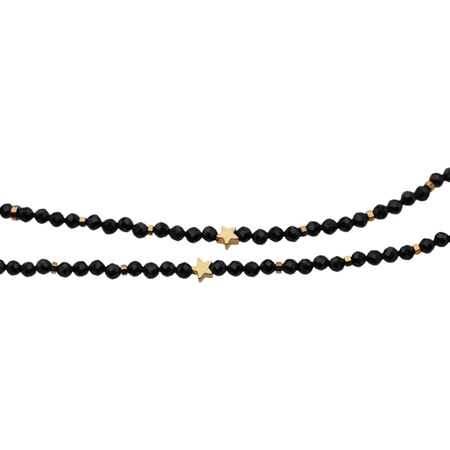 Naszyjnik - Turmalin, Koral, Howlit, gwiazdki i srebro złocone (świąteczne)