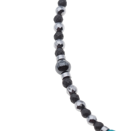 Bransoletka regulowana - Turkus, Hematyt i srebro