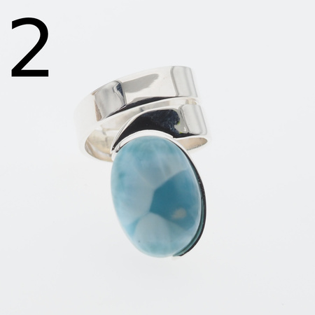 Pierścionek regulowany - owalny Larimar w srebrze