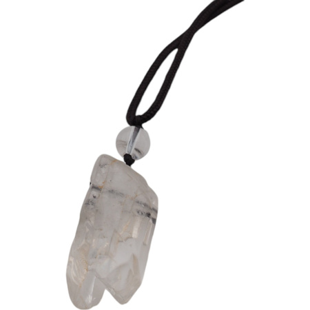 Naszyjnik regulowany- surowy Kryształ Górski na sznurku