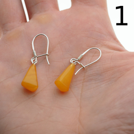 Kolczyki - mleczny Bursztyn stożki i srebro