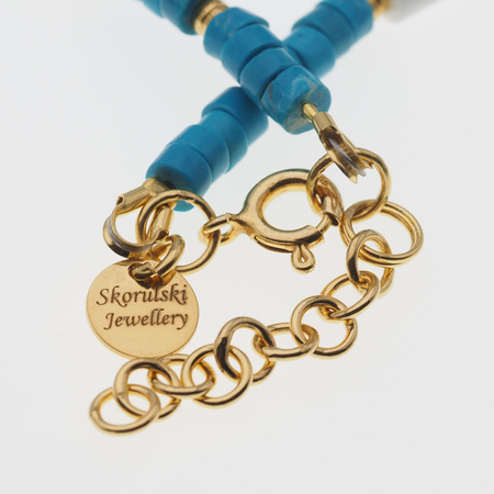 Naszyjnik regulowany - Turkus, Howlit, Hematyt i srebro złocone