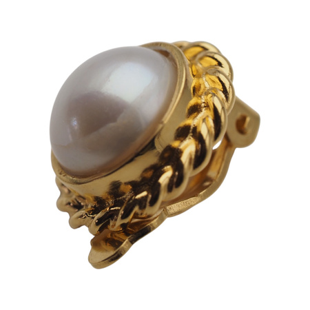 Klipsy - Perły białe koło w srebrze złoconym