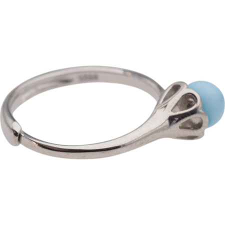 Pierścionek regulowany - okrągły Larimar w srebrze rodowanym