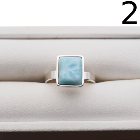 Pierścionek - prostokątny Larimar w srebrze