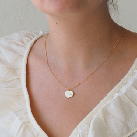 Naszyjnik serce z napisem - srebro złocone