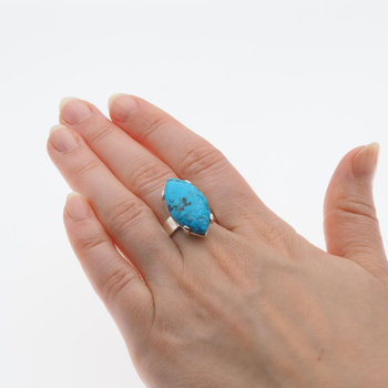 Pierścionek regulowany - Turkus markiza w srebrze