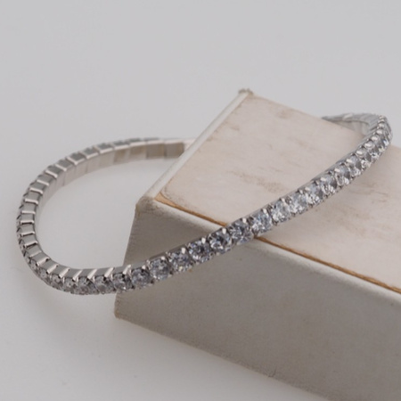 Bransoletka sprężynująca - cyrkonie w srebrze