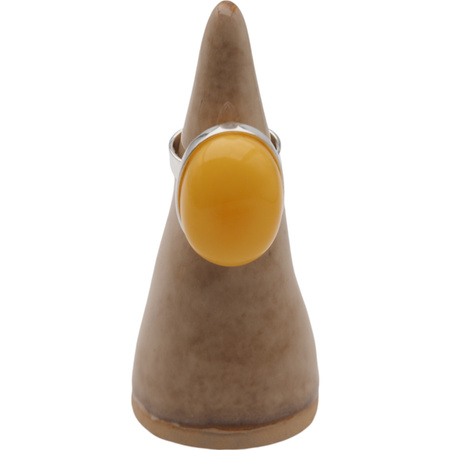 Pierścionek regulowany - Mleczny Bursztyn w srebrze